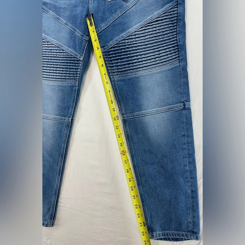 Zara Man Denim Collection Size 32 Blue Biker‎ Moto Skinny Jeans New With Tags